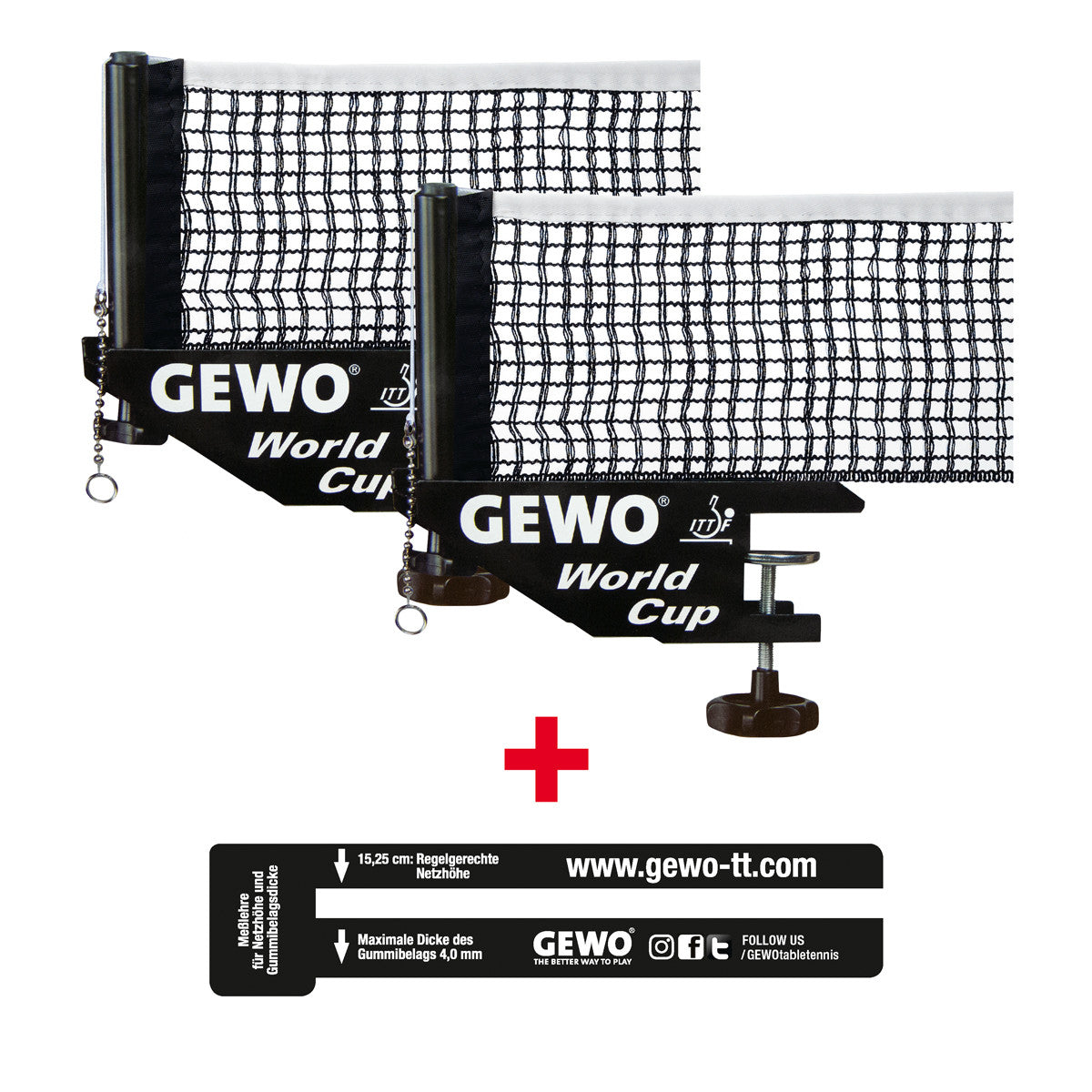 Gewo Set 2 x Net & Post World Cup black + 1 gauging tool